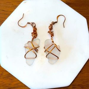 Sea glass wire wrapped earrings Bundle4discount handmade